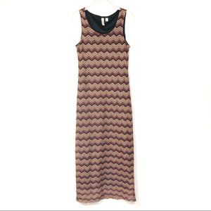 Tacera maxi dress orange purple chevron pattern S